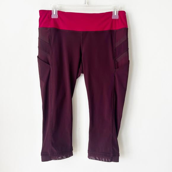 Lululemon Illumina Crop Leggings Size 10 Capris Red Pink Activewear Pilates Gym - Picture 1 of 7